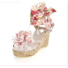 With Flower Ankle Strappy Artificial Leather Women's Espadrilles & Wedge Shoes