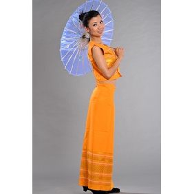 Orange Round Neck Sleeveless Ethnic Clothing