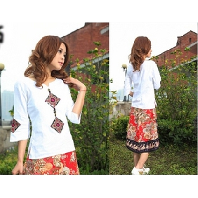 Horn Sleeve Straight White Ethnic Clothing
