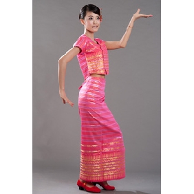 Pink Short Sleeve Lace-up Ethnic Clothing