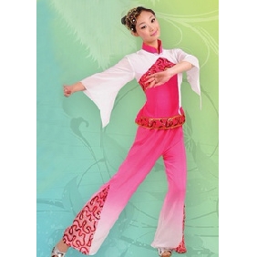Stand Collar Loose Sleeves Pink & White Ethnic Clothing