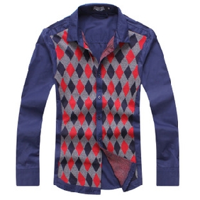 Purple Grid Cotton Men's Shirts