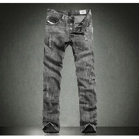 Gray Buttons Decoration Without Deformation Men's Jeans