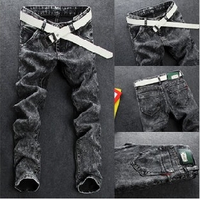 Tight-fitting Black Middlerise Men's Jeans