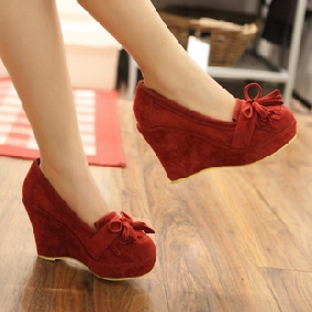 Round Toe Red Thicken Bottom Women's Espadrilles & Wedge Shoes