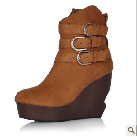 Side With Zipper Belt Buckle Brown Women's Espadrilles & Wedge Shoes
