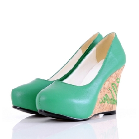 Green Rubber Base Artificial Leather  Women's Espadrilles & Wedge Shoes