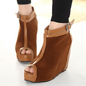 Gray Deep Mouth With Belt Women's Espadrilles & Wedge Shoes