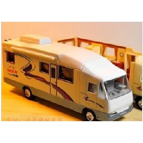 White Bus Shape With Many Furniture In Toy Vehicle