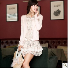 Pink Long Sleeve Chiffon Mini Dresses