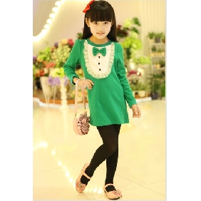 Green Long Style With Bow Children's Shirts & Tops
