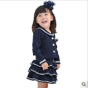 Blue With Mini Dress Heart Shape Buttons Children's Shirts & Tops
