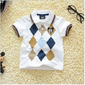 White With Lattice Pure Cotton Children's Shirts