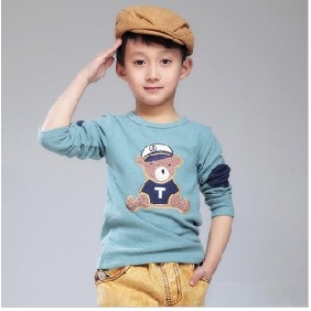 Blue Bear Images On Long Sleeve Children's Shirts