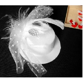 White With Feather Hat Bridal Hair Accessories