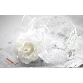 With A Flower Tulle White Bridal Hair Accessories