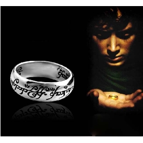Silver Stainless Steel With Characters On Wedding Rings