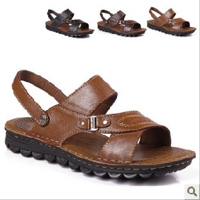 Three Colours Leather Beach Men's Flip Flops