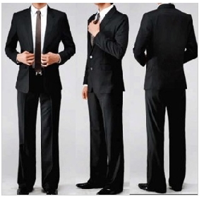 Black Casual Center Vented Men's Suits