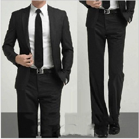 Black Cotton Formal Business Men's Suits