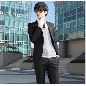 Black Casual Slim Men's Suits
