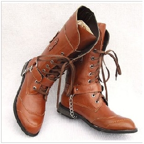Metal Chain Lace Up Heavy Men's Casual Boots