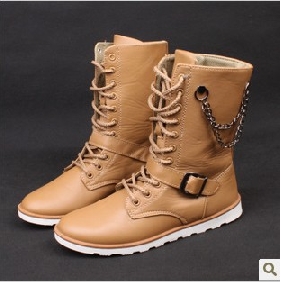 Leather Metal Chain Heavy Men's Casual Boots