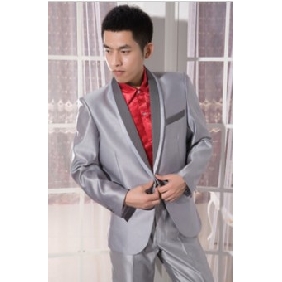 Gray Slim Bridegroom Men's Suits