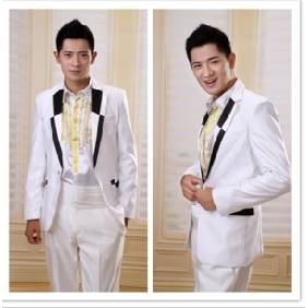 White Bridegroom One Button Men's Suits