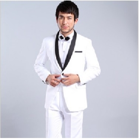 White Slim Bridegroom Men's Suits