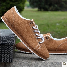 Brown Canvas Lace Up Men's Fashion Casual Boots