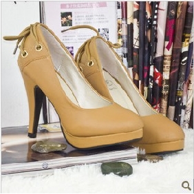High Heel Lace Up PU Leather Platform Shoes