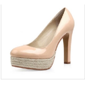 Apricot High Heel Real Leather Platform Shoes