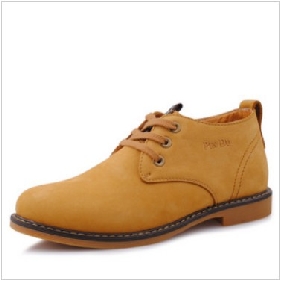 Real Leather Brown Round Head Men's Casual Boots