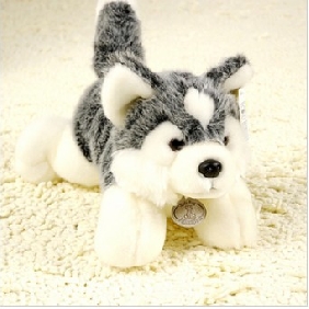 White Black Dog Shape Mini Size Stuffed Plush Animal