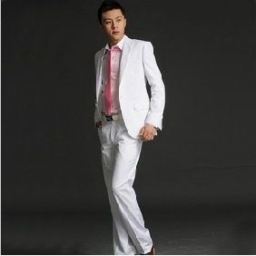 White One Button Bridegroom Men's Suits