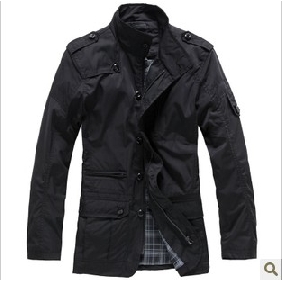 Black Long Style Winter Slim Men's Jackets