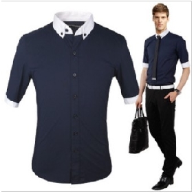 Dark Colour Short Sleeve Business Men's Shirts