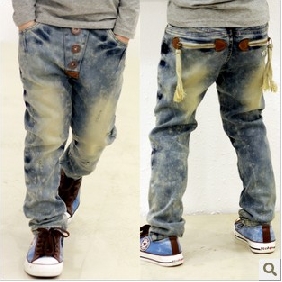 Light Blue With Buttons Casual Kid's Jeans