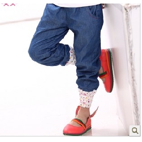 Blue Loose Cotton Children's Jeans