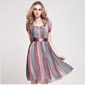Knee Length Chiffon Colourful Dresses