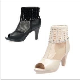 Ivory With Zipper Hollow Women's Sandals