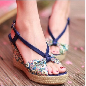 Blue Flax Wedges High Heel Women's Sandals
