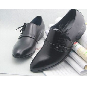 Black Flat Bottom Lace Up Men's Dress Shoes