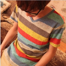 Colourful V Neck Short Sleeve Men's T-Shirts