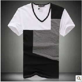 White Black Slim Short Sleeve Men's T-Shirts