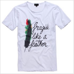 White With Feather On Pure Cotton Men's T-Shirts
