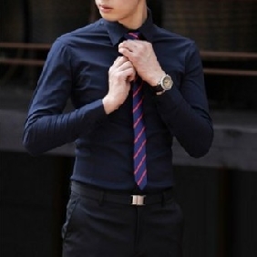 Blue Slim Fit Pure Cotton Groom Shirts