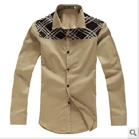 Khaki Korean Style Casual Slim Groom Shirts