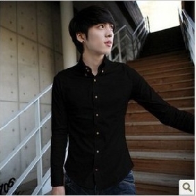 Black Slim Fit With Buttons Groom Shirts